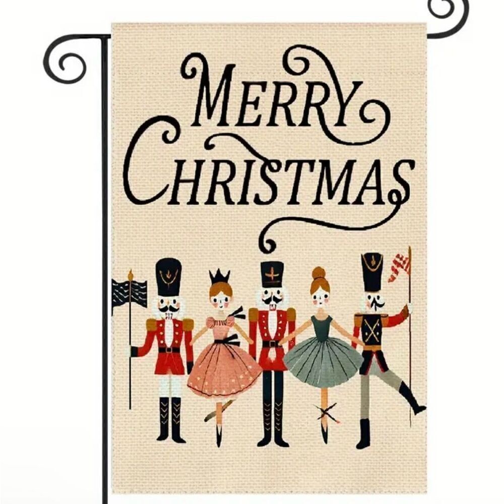 Nutcracker Garden Flag Merry Christmas Holiday Home Decor Brand New